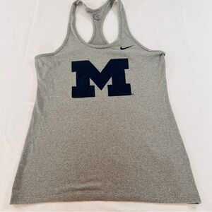 Nike Dri-Fit Gray Women's Razor Back Tank Top University of Michigan size Large